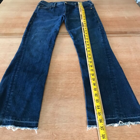 True Religion Becca Boot Cut Jeans Women 29 Blue Mid Rise Raw Hem Stretch 16777 - Picture 5 of 12